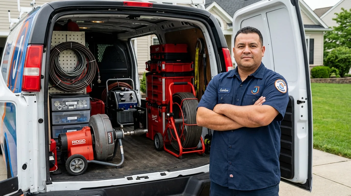 Professional drain cleaning equipment and Johns Plumbing LLC plumber in Benjamin