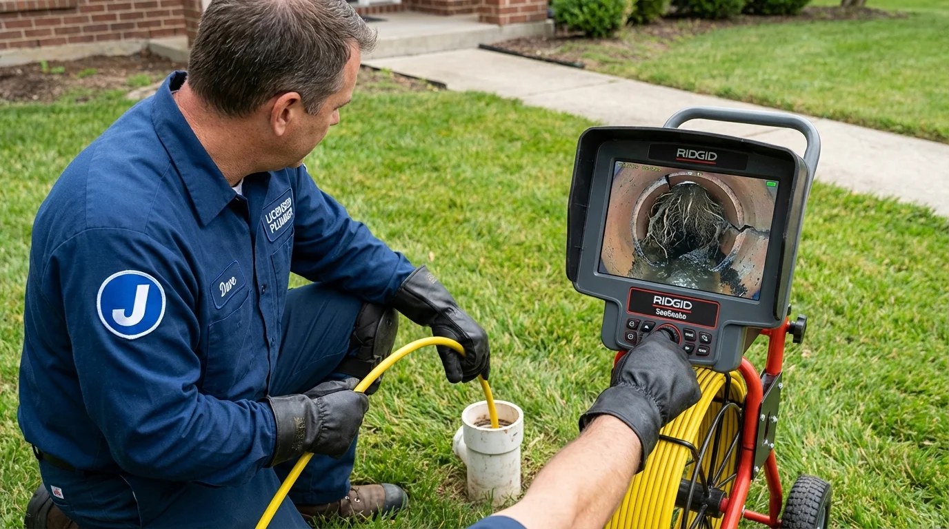Sewer camera inspection being performed by Johns Plumbing LLC in Benjamin